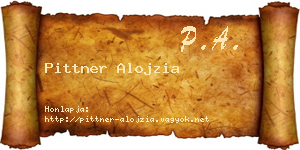 Pittner Alojzia névjegykártya